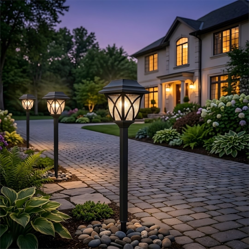 LED solcellelampe LAWN LED/1,2V 100 mAh 3000K 44 cm IP44 sort