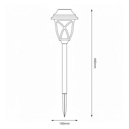 LED solcellelampe LAWN LED/1,2V 100 mAh 3000K 44 cm IP44 sort