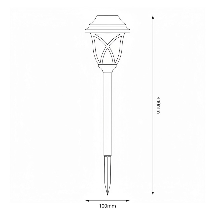 LED solcellelampe LAWN LED/1,2V 100 mAh 3000K 44 cm IP44 sort