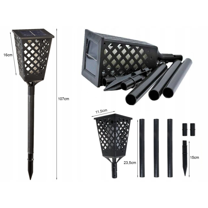 LED solcellelampe LED/0,6W/5,5V IP65 107 cm sort