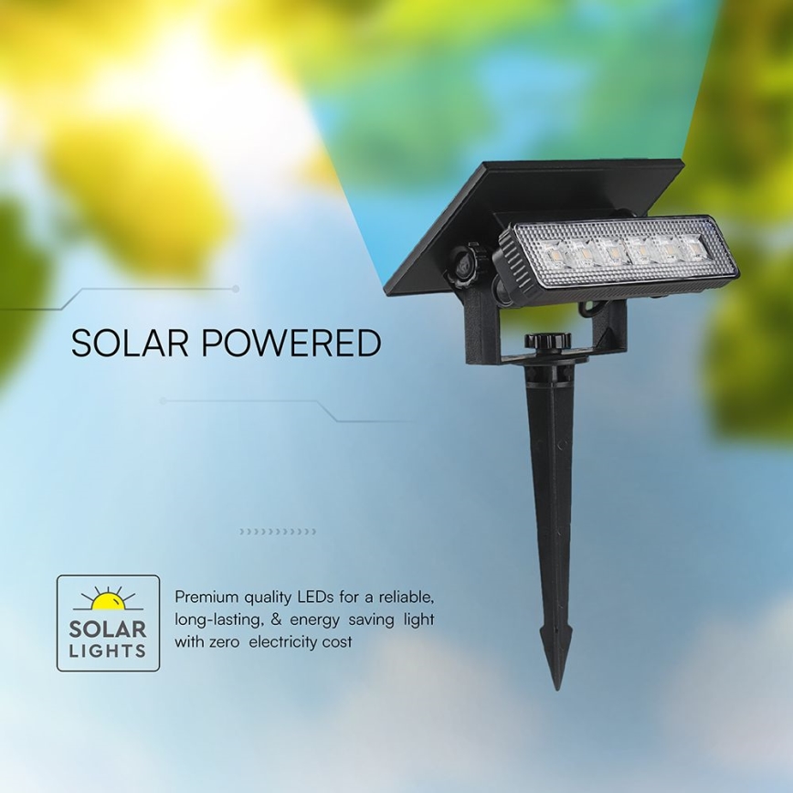 LED solcellelampe LED/0,9W/3,7V 3000K IP65 sort