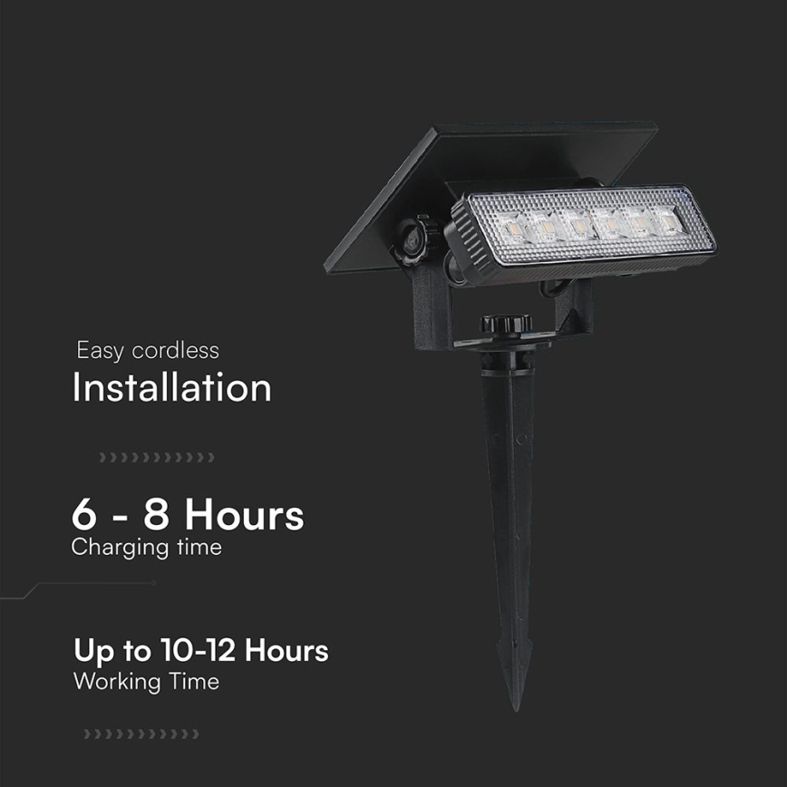 LED solcellelampe LED/0,9W/3,7V 3000K IP65 sort