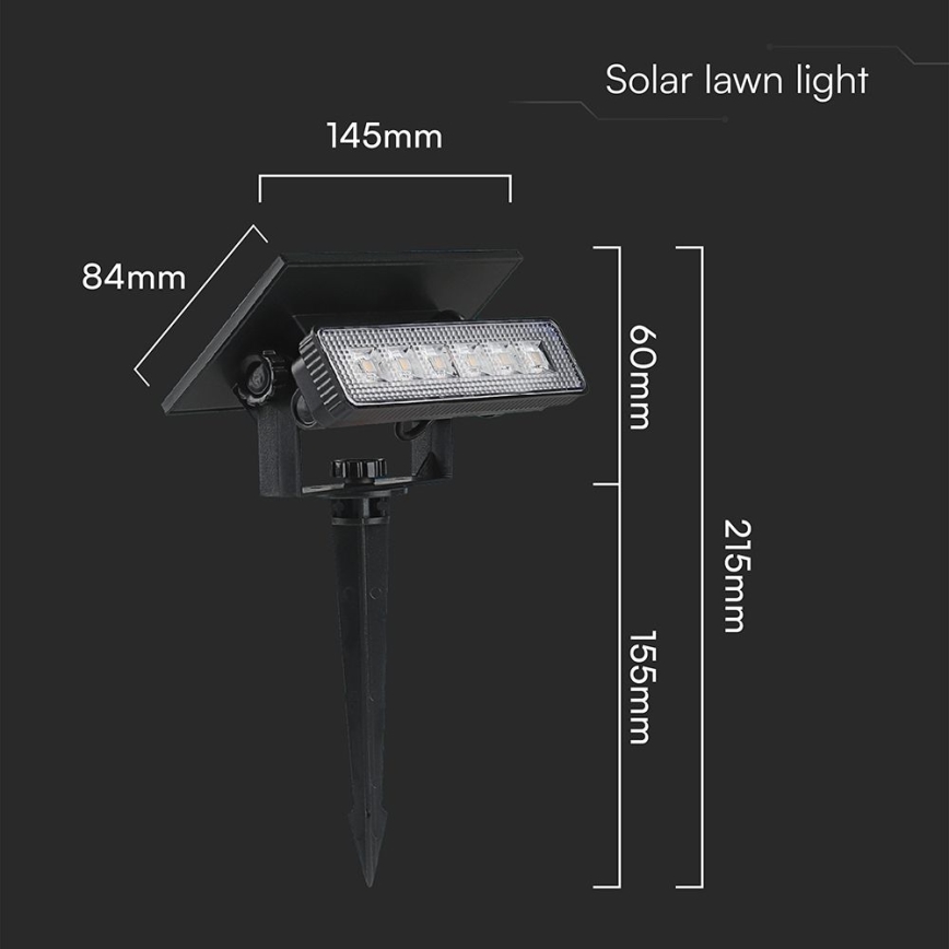 LED solcellelampe LED/0,9W/3,7V 3000K IP65 sort