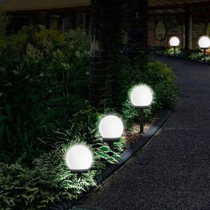 LED solcellelampe LED/1,2V 6500K 200 mAh Ø 15 cm IP44 hvid/sort