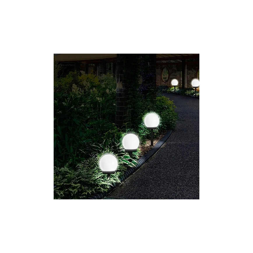 LED solcellelampe LED/1,2V 6500K 200 mAh Ø 15 cm IP44 hvid/sort