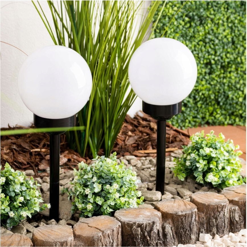 LED solcellelampe LED/1,2V 6500K 200 mAh Ø 15 cm IP44 hvid/sort