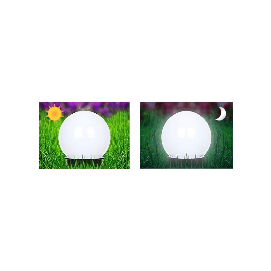 LED solcellelampe LED/1,2V 6500K 200 mAh Ø 15 cm IP44 hvid/sort