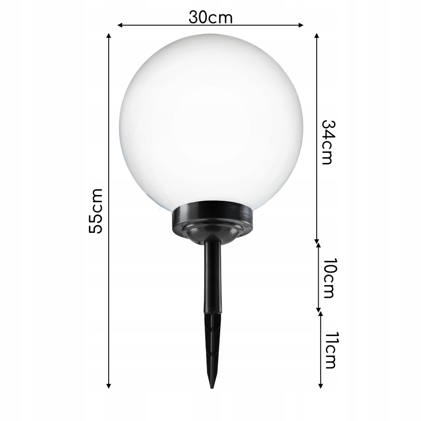 LED solcellelampe LED/1,2V 6500K 200 mAh Ø 30 cm IP44 hvid/sort