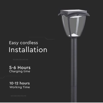LED solcellelampe LED/2W/230V 93 cm 3000/6000K IP65 2200 mAh