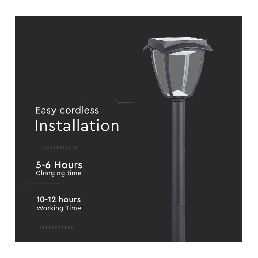 LED solcellelampe LED/2W/230V 93 cm 3000/6000K IP65 2200 mAh