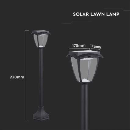 LED solcellelampe LED/2W/230V 93 cm 3000/6000K IP65 2200 mAh