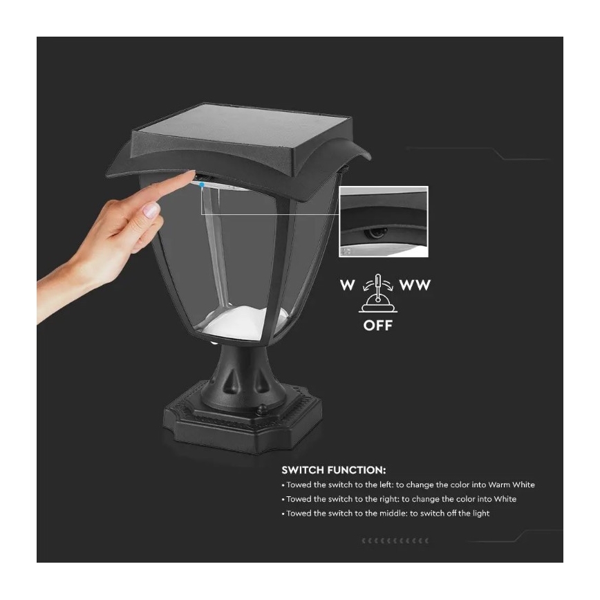 LED solcellelampe LED/2W/3,7V 3000/6000K IP65