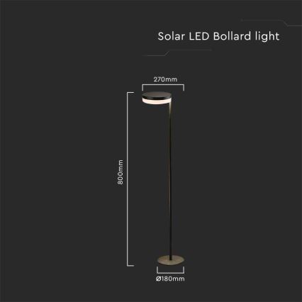 LED solcellelampe LED/2W/3,7V 3000K IP54 sort