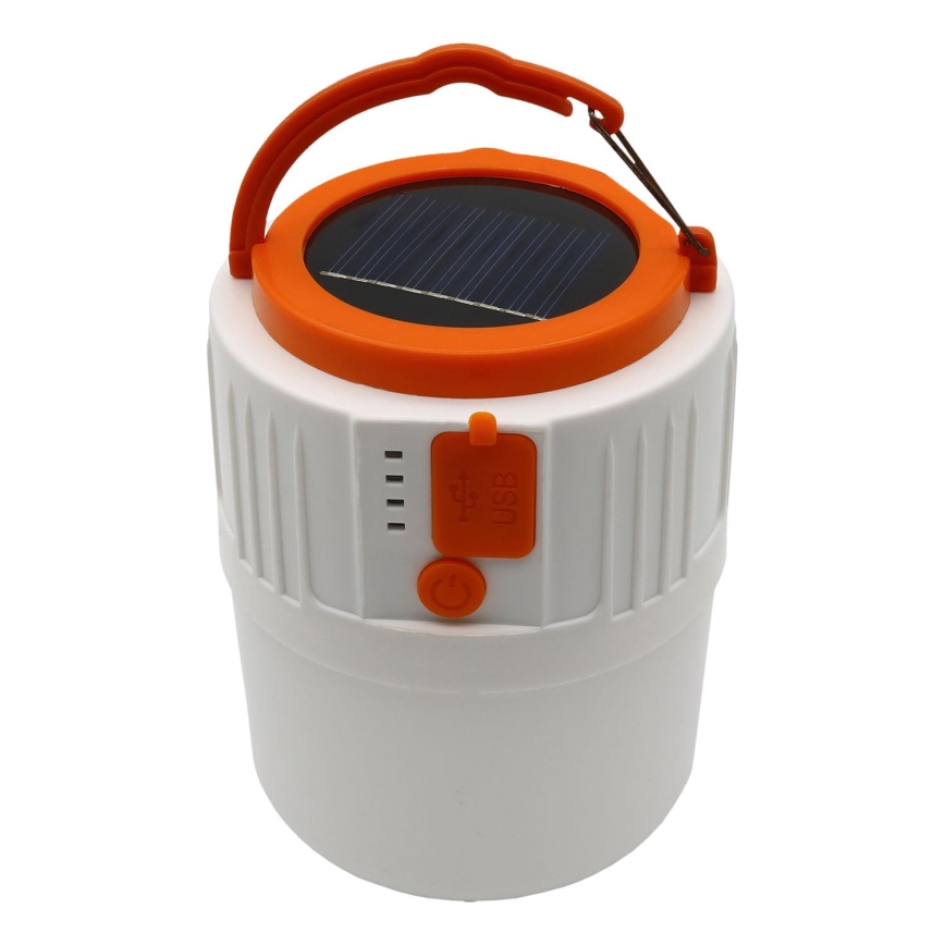 LED solcellelampe m. powerbank-funktion dæmpbar og genopladelig K1 LED/3W/3,7V 7000K IPX4 3200 mAh hvid
