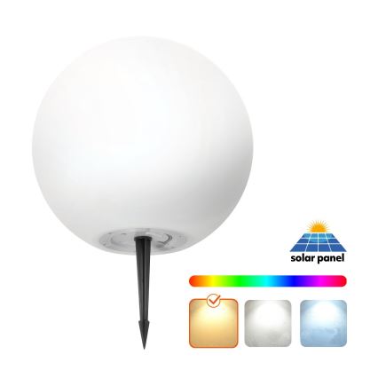 LED solcellelampe m. RGB-farver dæmpbar GARDEN BALL LED/5W/3,7V 3000K IP54 2200 mAh diameter 40 cm + fjernbetjening