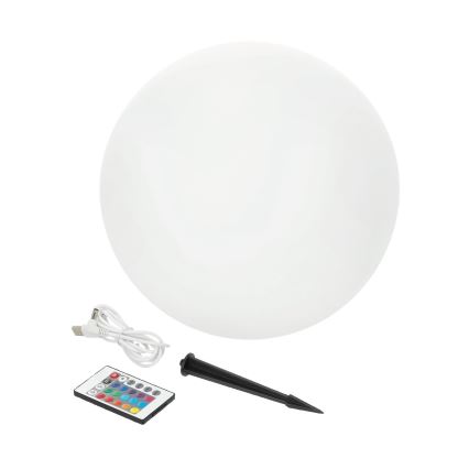 LED solcellelampe m. RGB-farver dæmpbar GARDEN BALL LED/5W/3,7V 3000K IP54 2200 mAh diameter 40 cm + fjernbetjening