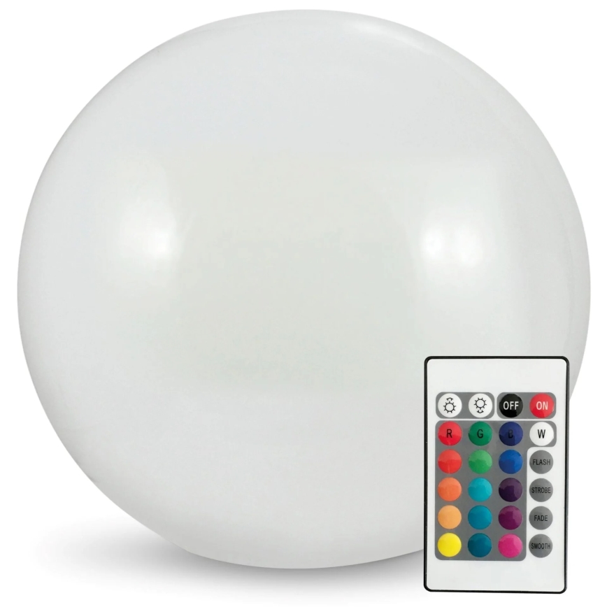 LED solcellelampe m. RGBW-farver BALL LED/3,7V 1500 mAh diameter 50 cm IP65 + fjernbetjening