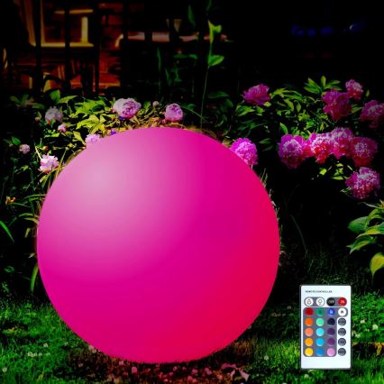 LED solcellelampe m. RGBW-farver BALL LED/3,7V 1500 mAh diameter 50 cm IP65 + fjernbetjening
