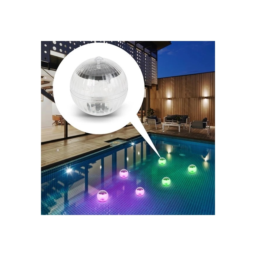 LED solcellelampe m. skumringssensor til swimmingpool RGB-farver LED/1,2V/600 mAh IP65