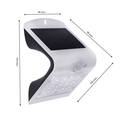 LED solcellelampe med bevægelses- og skumringssensor LED/1,5W/1200 mAh 3,7V IP65