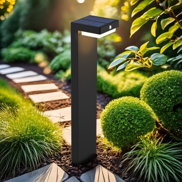 LED solcellelampe med bevægelsessensor og skumringssensor PALERMO LED/5W/5V 2000 mAh IP54 sort