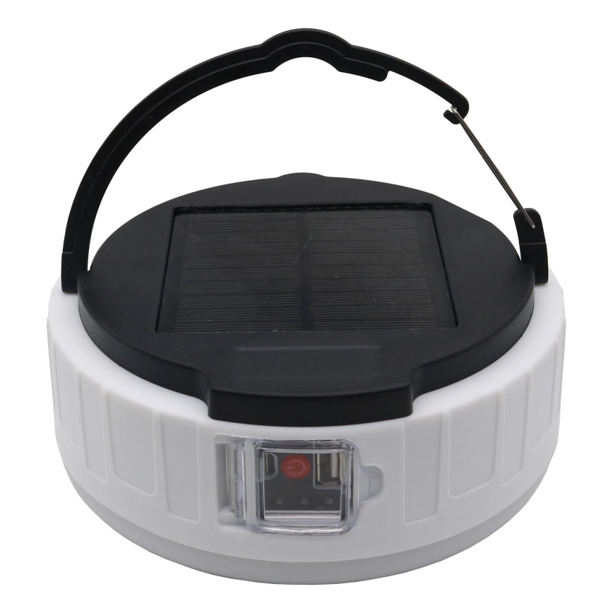 LED solcellelampe med powerbank-funktion dæmpbar og genopladelig K3 LED/2W/5,5V 6500K IPX4 2400 mAh sort/hvid