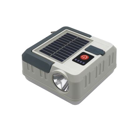 Soldrevet LED lampe m. powerbank-funktion dæmpbar og genopladelig LED/1W/5,5V 8000K IPX4 1200 mAh grå