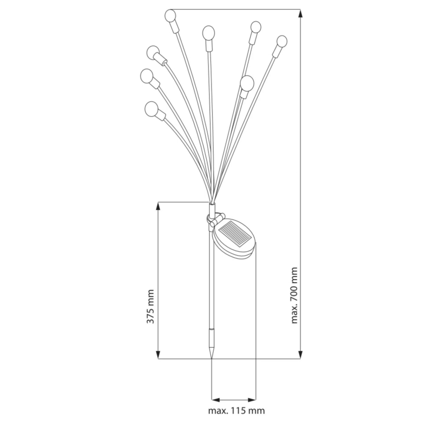 LED solcellelampe med RGB-farver FIORINI 8xLED/1,2V 600mAh IP44 sort