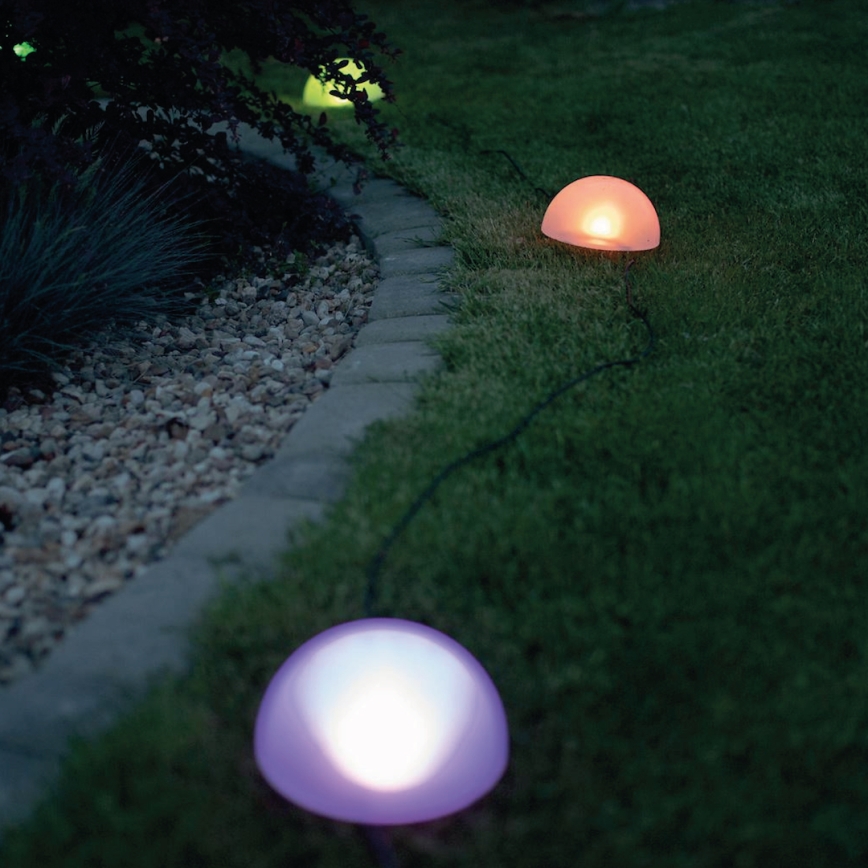 LED solcellelampe med RGB-farver HEMI LED/0,1W/1,2V 600 mAh IP44 hvid