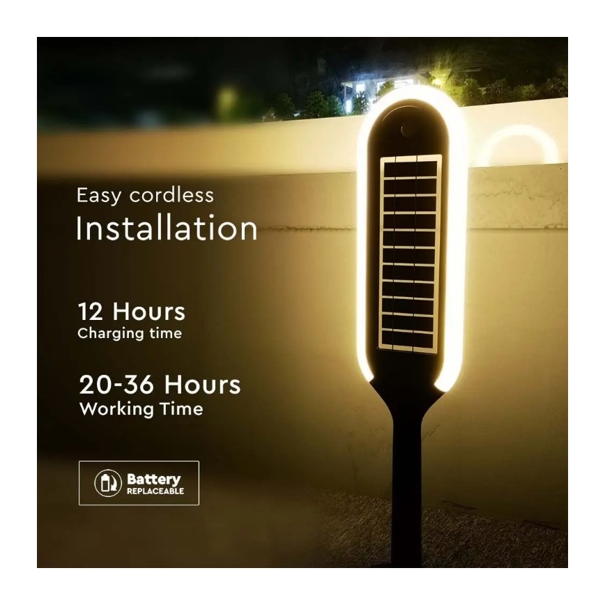 LED solcellelampe med sensor BOLLARD LED/5W/5,5V 70 cm 3000K IP65