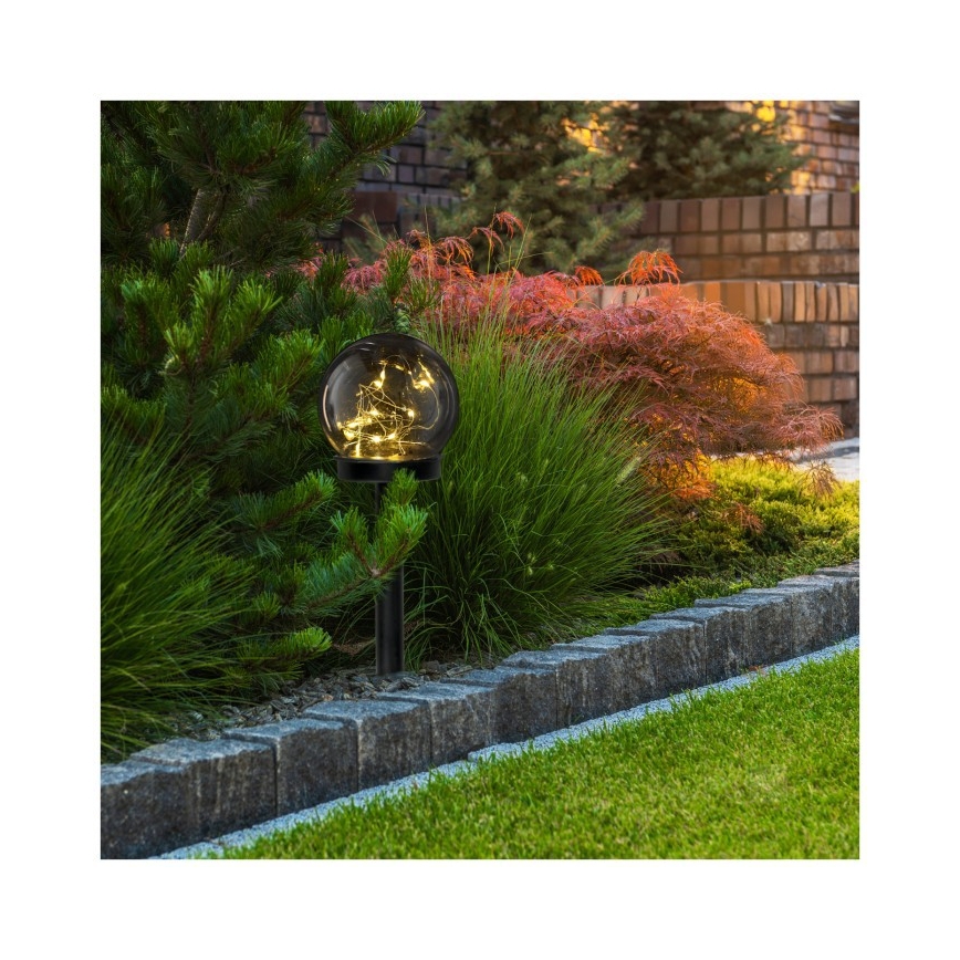 LED solcellelampe med sensor GLEAM LED/1,2V 3000K IP44 40 mAh røgfarvet/sort