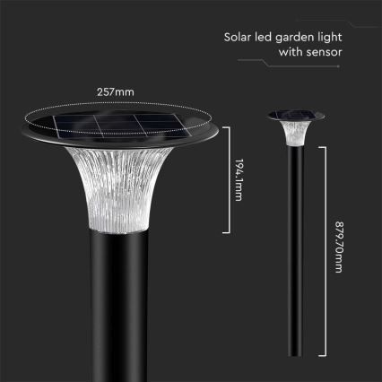 LED solcellelampe med sensor LED/15W/3,2V 4000K/6000K IP65 6000 mAh
