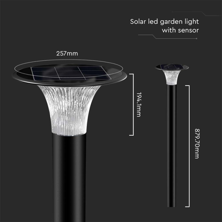 LED solcellelampe med sensor LED/15W/3,2V 4000K/6000K IP65 6000 mAh