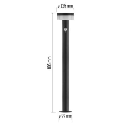 LED solcellelampe med sensor LED/2W/3,7V 1200 mAh IP44 80 cm