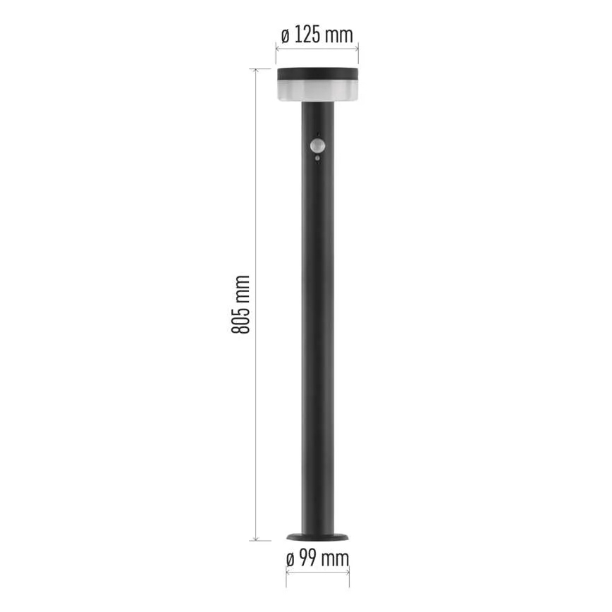 LED solcellelampe med sensor LED/2W/3,7V 1200 mAh IP44 80 cm
