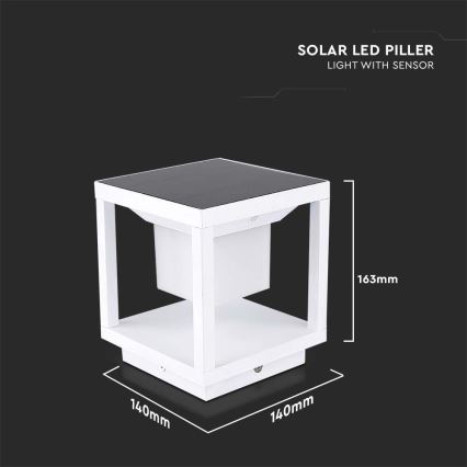 LED solcellelampe med sensor LED/2W/5,5V 3000K IP65 2600 mAh hvid