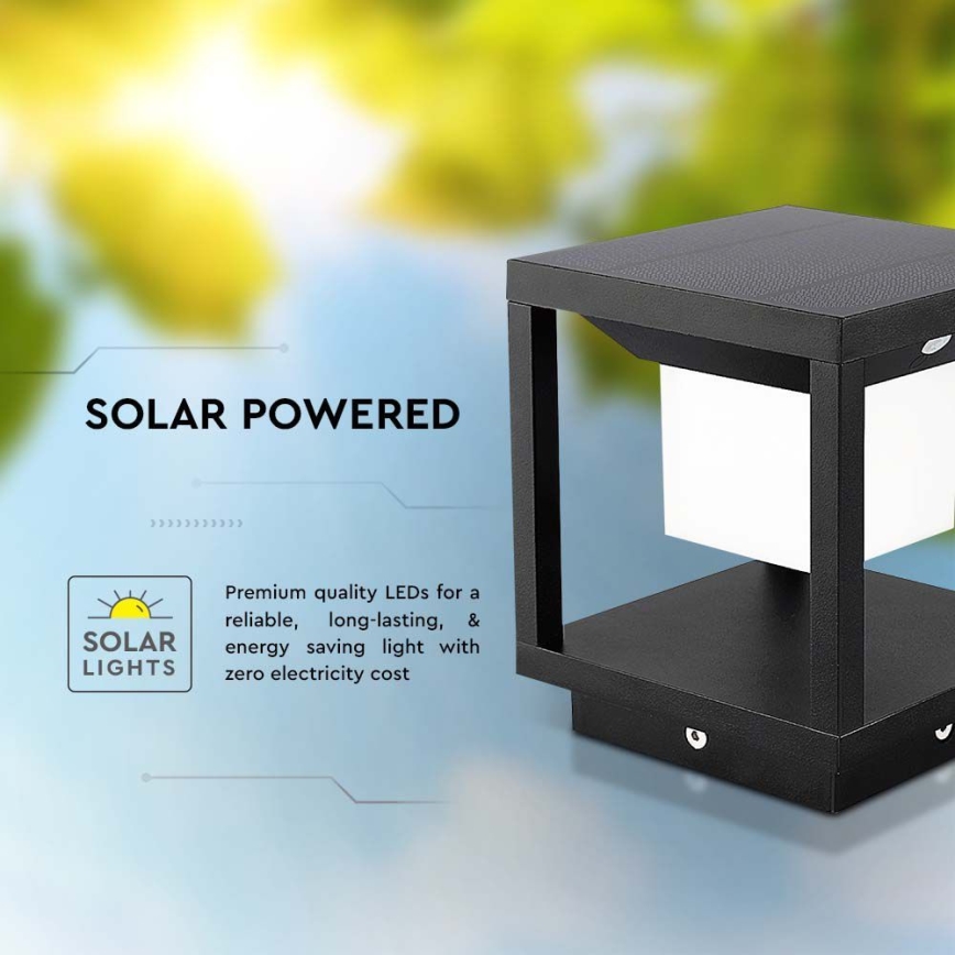 LED solcellelampe med sensor LED/2W/5,5V 3000K IP65 2600 mAh sort