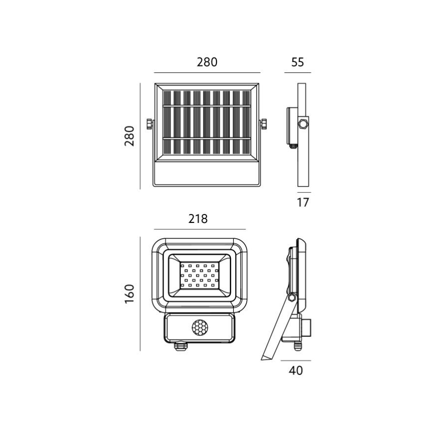 LED solcellelampe med sensor LED/30W/3,7V 6500K IP65 6600 mAh