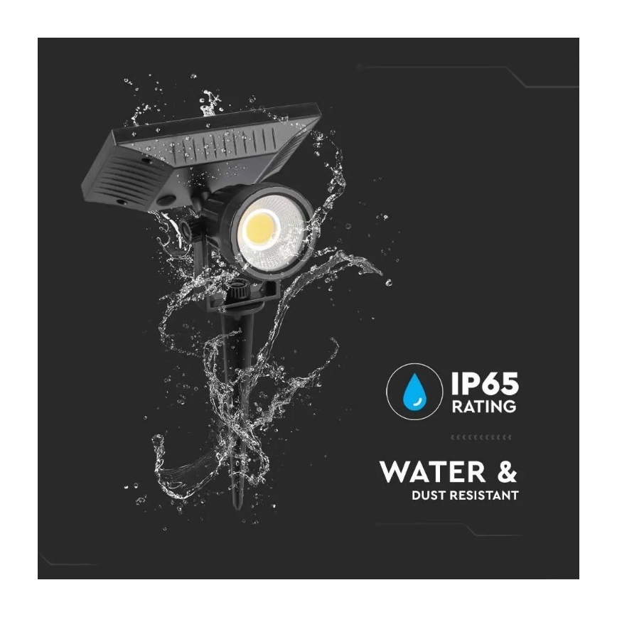 LED solcellelampe SPIKE LED/2W/5,5V IP65 3000K 1200 mAh