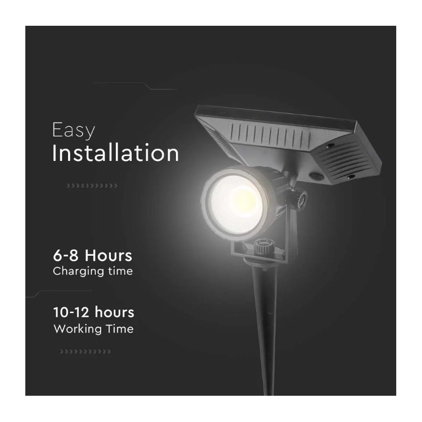 LED solcellelampe SPIKE LED/2W/5,5V IP65 4000K 1200 mAh