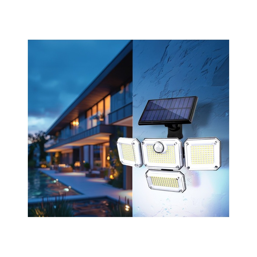 LED solcelledrevet reflektor med sensor GLOW LED/2,5W/3,7V 6500K IP44 2400 mAh + fjernbetjening
