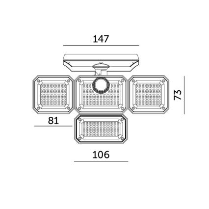 LED solcelledrevet reflektor med sensor GLOW LED/2,5W/3,7V 6500K IP44 2400 mAh + fjernbetjening