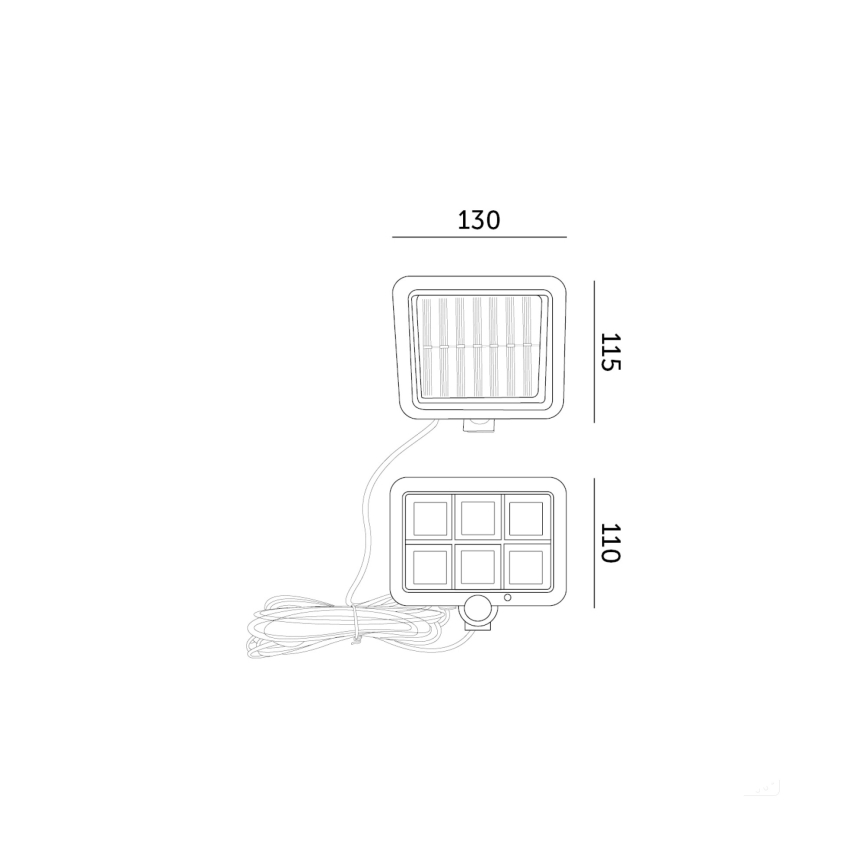 LED solcelleprojektør med sensor LED/1,5W/3,7V 6000K IP44 1200 mAh