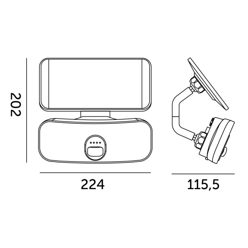 LED solcelleprojektør med sensor LED/13W/3,7V IP65 4000K 4000 mAh