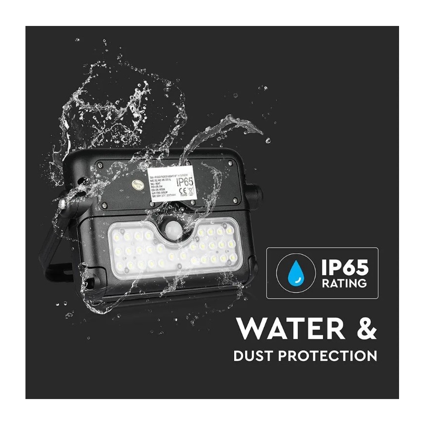 LED solcelleprojektør med sensor LED/5W/3,7V IP65 4000K 3000 mAh