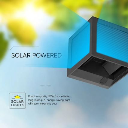 LED solcelle væglampe med sensor LED/9W/3,7V 3000/4000/6000K IP65 2600 mAh sort