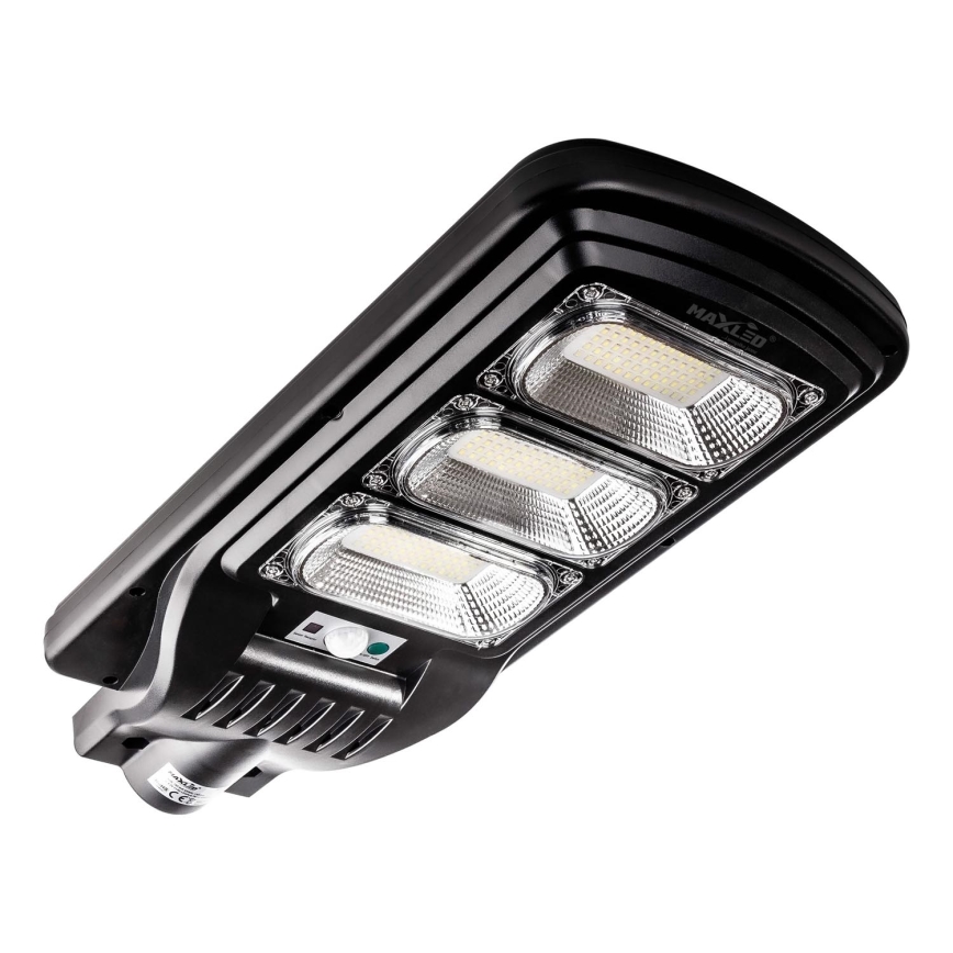 LED Soldrevet gadelampe m. sensor dæmpbar LED/180W/6V 6500K IP65 sort + fjernbetjening
