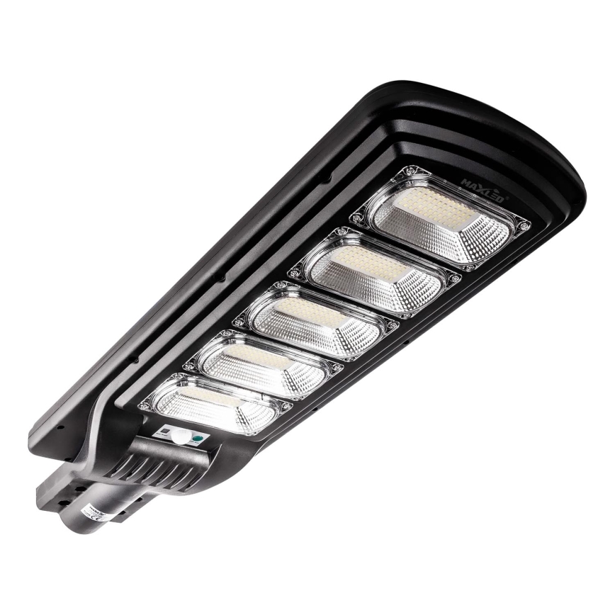 LED Soldrevet gadelampe m. sensor dæmpbar LED/300W/6V 6500K IP65 sort + fjernbetjening