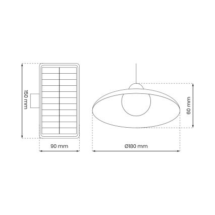 LED Soldrevet pendel m. skumringssensor dæmpbar LED/6W/3,7V 800 mAh IP44 + fjernbetjening