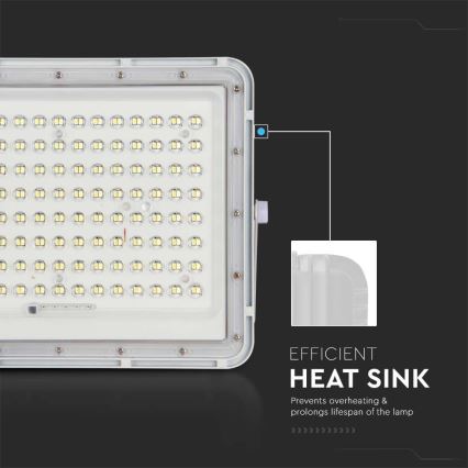 LED Soldrevet projektør LED/20W/3,2V 6400K hvid IP65 + fjernbetjening